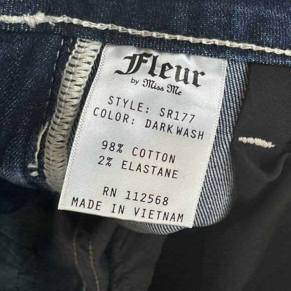 Fleur by Miss Me Jeans Size 29/8 Straight Wing Faux Flap Pocket Denim Blue - Picture 9 of 12